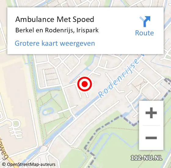 Locatie op kaart van de 112 melding: Ambulance Met Spoed Naar Berkel en Rodenrijs, Irispark op 5 januari 2022 17:41