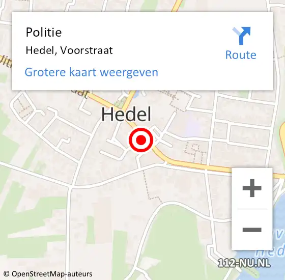 Locatie op kaart van de 112 melding: Politie Hedel, Voorstraat op 5 januari 2022 17:44