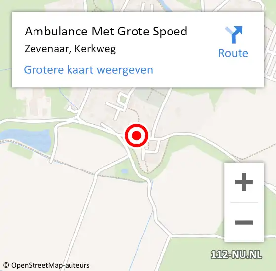 Locatie op kaart van de 112 melding: Ambulance Met Grote Spoed Naar Zevenaar, Kerkweg op 5 januari 2022 17:59