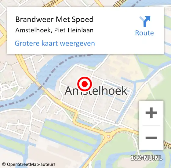 Locatie op kaart van de 112 melding: Brandweer Met Spoed Naar Amstelhoek, Piet Heinlaan op 5 januari 2022 18:20