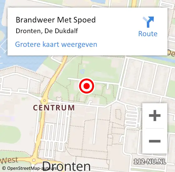 Locatie op kaart van de 112 melding: Brandweer Met Spoed Naar Dronten, De Dukdalf op 5 januari 2022 18:41