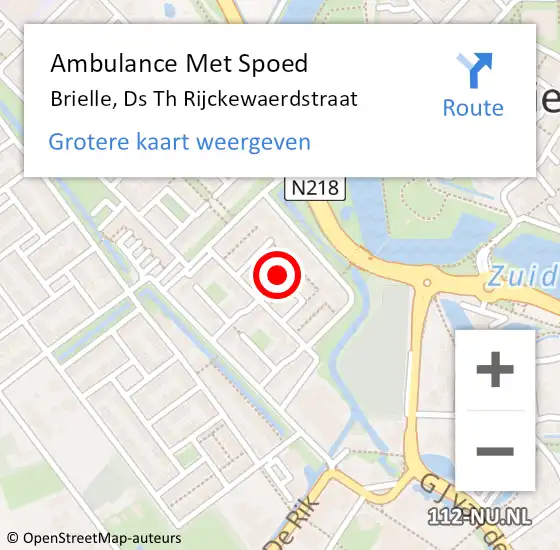 Locatie op kaart van de 112 melding: Ambulance Met Spoed Naar Brielle, Ds Th Rijckewaerdstraat op 5 januari 2022 18:46