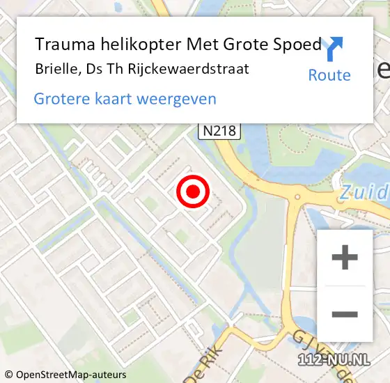 Locatie op kaart van de 112 melding: Trauma helikopter Met Grote Spoed Naar Brielle, Ds Th Rijckewaerdstraat op 5 januari 2022 18:48