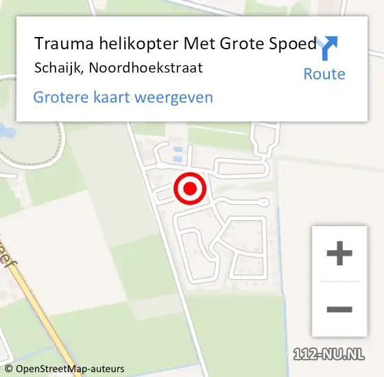 Locatie op kaart van de 112 melding: Trauma helikopter Met Grote Spoed Naar Schaijk, Noordhoekstraat op 5 januari 2022 18:53