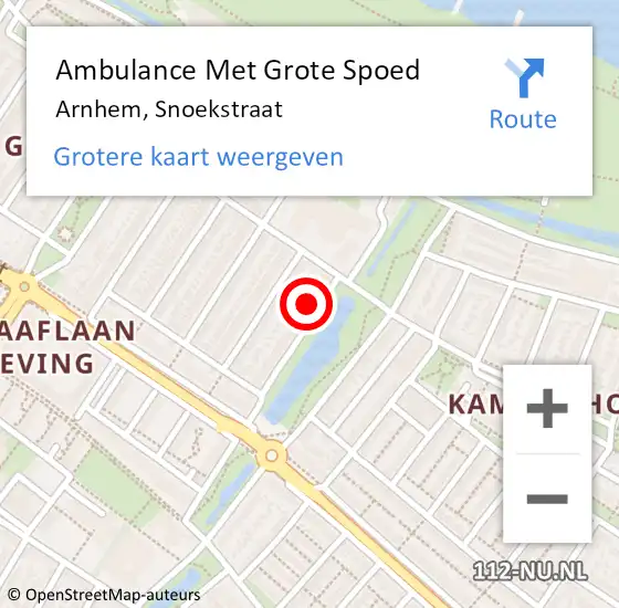 Locatie op kaart van de 112 melding: Ambulance Met Grote Spoed Naar Arnhem, Snoekstraat op 5 januari 2022 19:00