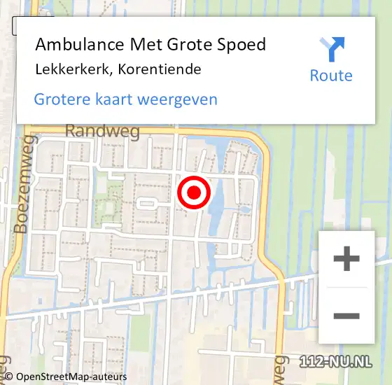 Locatie op kaart van de 112 melding: Ambulance Met Grote Spoed Naar Lekkerkerk, Korentiende op 5 januari 2022 19:08