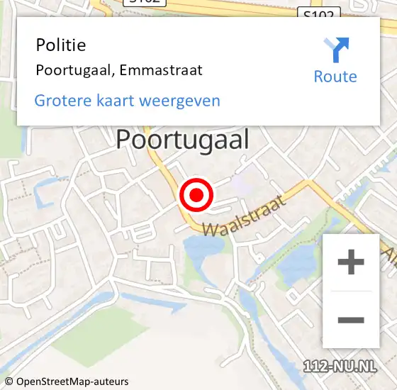 Locatie op kaart van de 112 melding: Politie Poortugaal, Emmastraat op 5 januari 2022 19:30