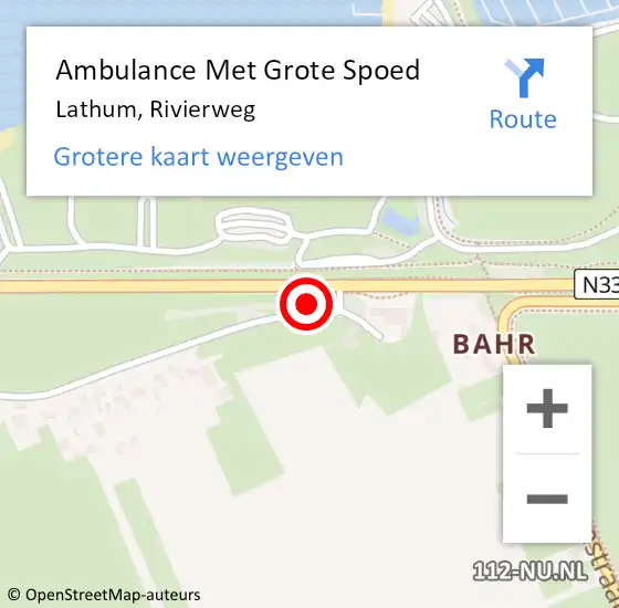 Locatie op kaart van de 112 melding: Ambulance Met Grote Spoed Naar Lathum, Rivierweg op 5 januari 2022 19:46