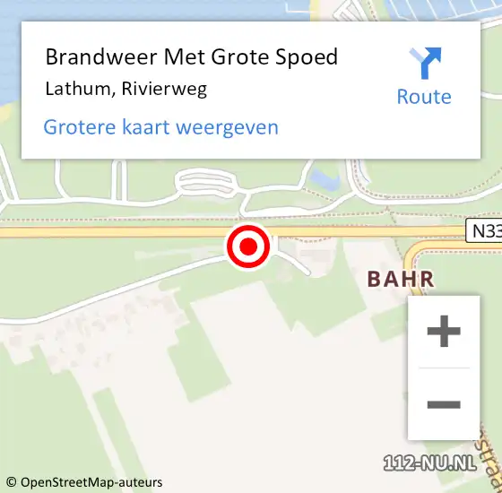 Locatie op kaart van de 112 melding: Brandweer Met Grote Spoed Naar Lathum, Rivierweg op 5 januari 2022 19:46