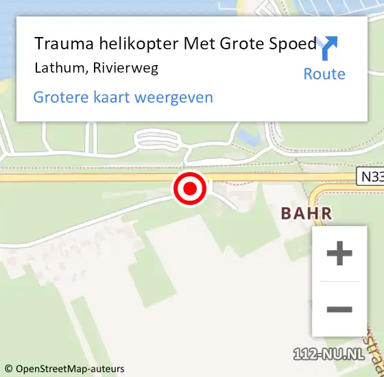 Locatie op kaart van de 112 melding: Trauma helikopter Met Grote Spoed Naar Lathum, Rivierweg op 5 januari 2022 19:50