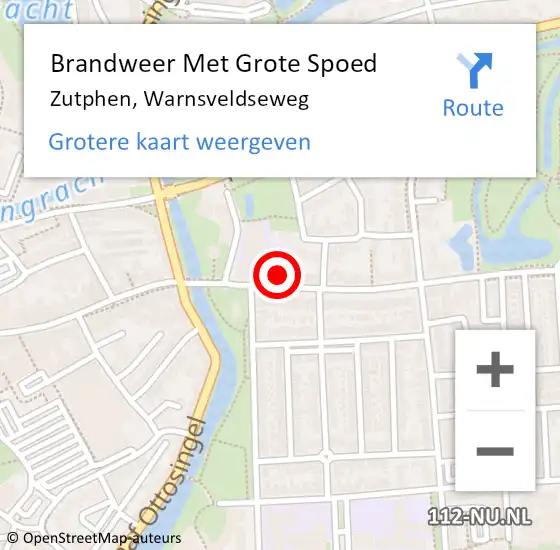 Locatie op kaart van de 112 melding: Brandweer Met Grote Spoed Naar Zutphen, Warnsveldseweg op 5 januari 2022 20:16