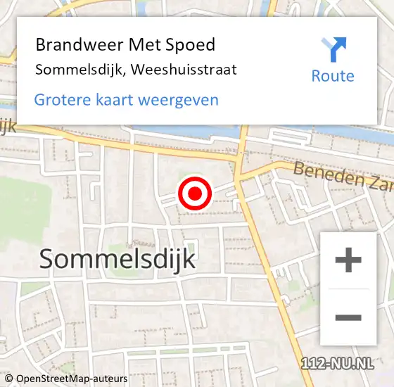 Locatie op kaart van de 112 melding: Brandweer Met Spoed Naar Sommelsdijk, Weeshuisstraat op 5 januari 2022 20:22