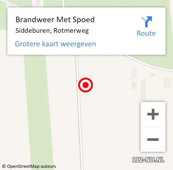 Locatie op kaart van de 112 melding: Brandweer Met Spoed Naar Siddeburen, Rotmerweg op 5 januari 2022 20:43