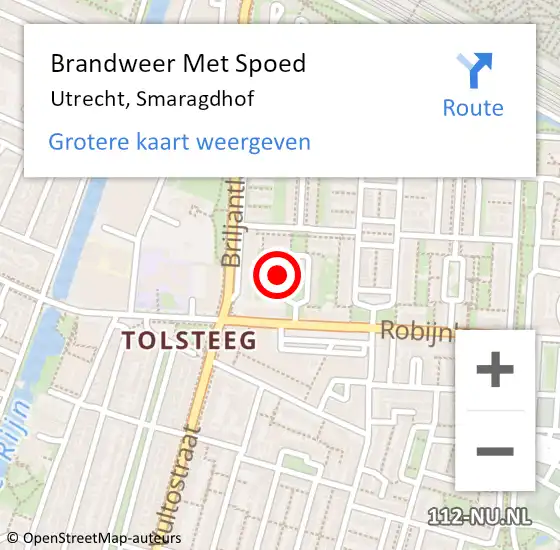 Locatie op kaart van de 112 melding: Brandweer Met Spoed Naar Utrecht, Smaragdhof op 5 januari 2022 20:45