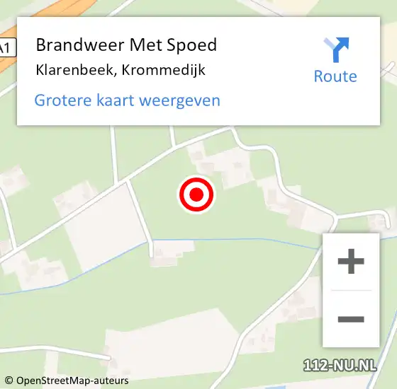 Locatie op kaart van de 112 melding: Brandweer Met Spoed Naar Klarenbeek, Krommedijk op 5 januari 2022 21:05