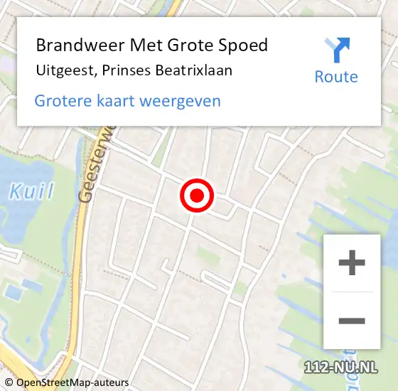 Locatie op kaart van de 112 melding: Brandweer Met Grote Spoed Naar Uitgeest, Prinses Beatrixlaan op 5 januari 2022 21:33