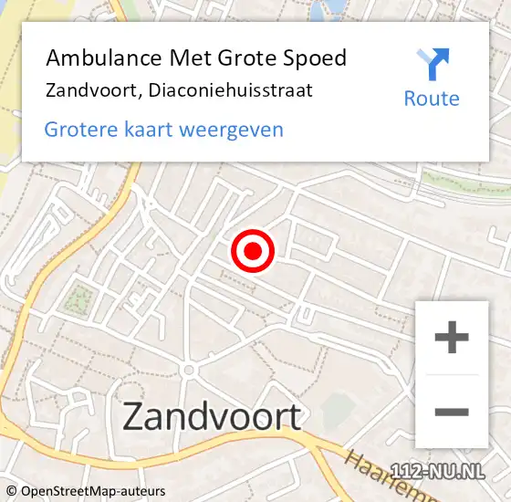 Locatie op kaart van de 112 melding: Ambulance Met Grote Spoed Naar Zandvoort, Diaconiehuisstraat op 5 januari 2022 21:42