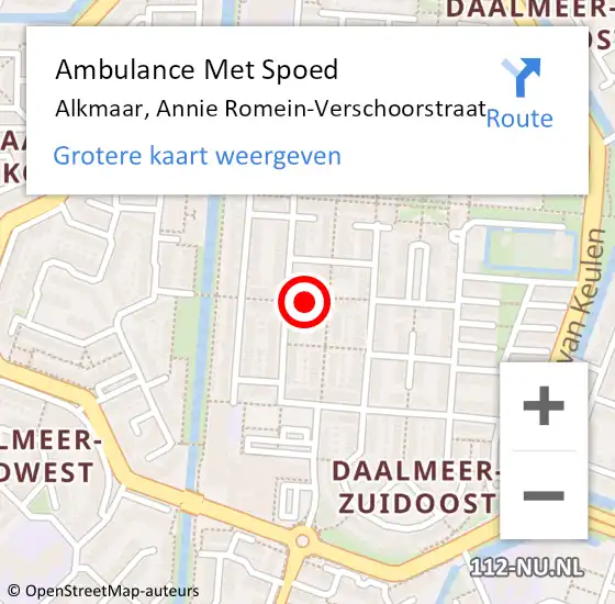 Locatie op kaart van de 112 melding: Ambulance Met Spoed Naar Alkmaar, Annie Romein-Verschoorstraat op 5 januari 2022 21:46