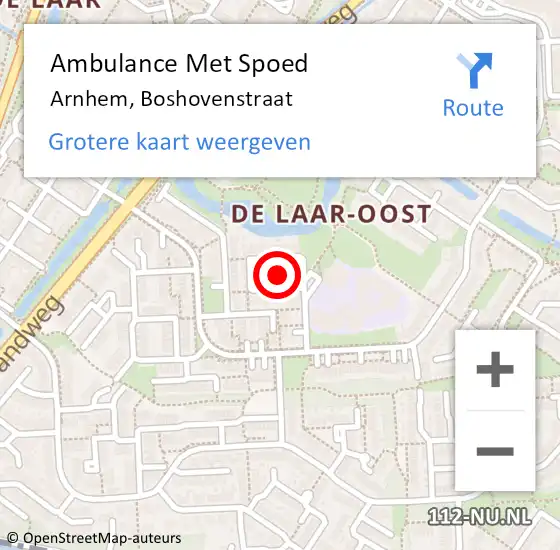 Locatie op kaart van de 112 melding: Ambulance Met Spoed Naar Arnhem, Boshovenstraat op 5 januari 2022 22:19