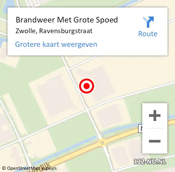 Locatie op kaart van de 112 melding: Brandweer Met Grote Spoed Naar Zwolle, Ravensburgstraat op 5 januari 2022 22:36