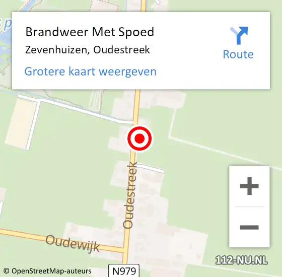 Locatie op kaart van de 112 melding: Brandweer Met Spoed Naar Zevenhuizen, Oudestreek op 5 januari 2022 22:48