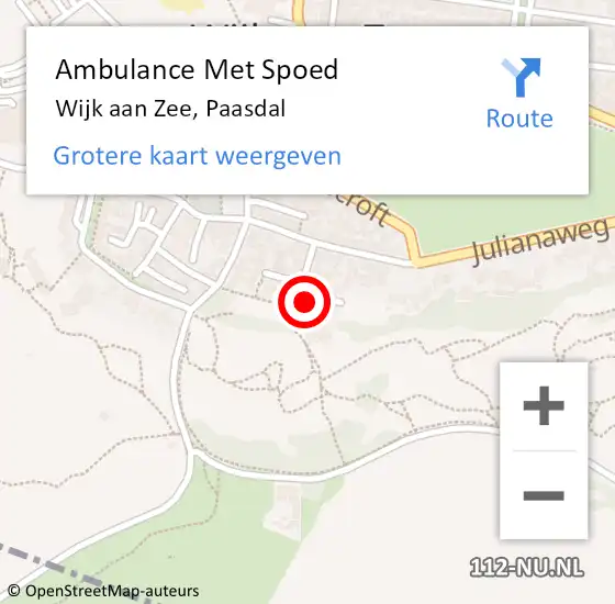 Locatie op kaart van de 112 melding: Ambulance Met Spoed Naar Wijk aan Zee, Paasdal op 5 januari 2022 22:55