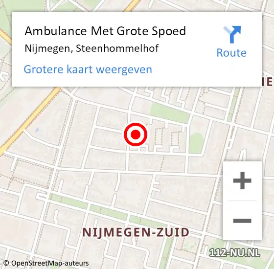 Locatie op kaart van de 112 melding: Ambulance Met Grote Spoed Naar Nijmegen, Steenhommelhof op 5 januari 2022 22:56