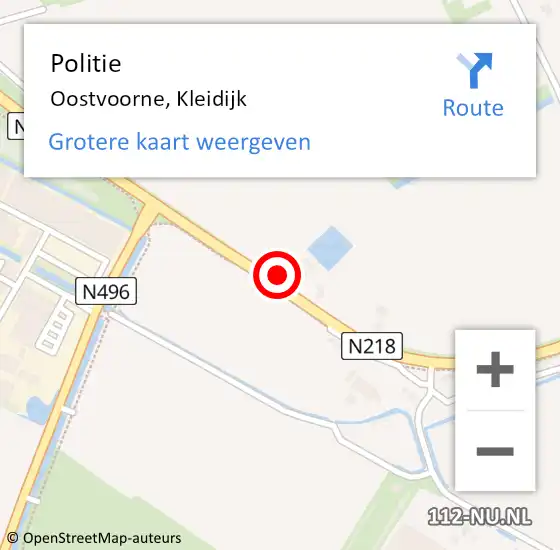 Locatie op kaart van de 112 melding: Politie Oostvoorne, Kleidijk op 5 januari 2022 23:12