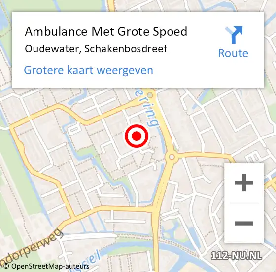 Locatie op kaart van de 112 melding: Ambulance Met Grote Spoed Naar Oudewater, Schakenbosdreef op 5 januari 2022 23:19