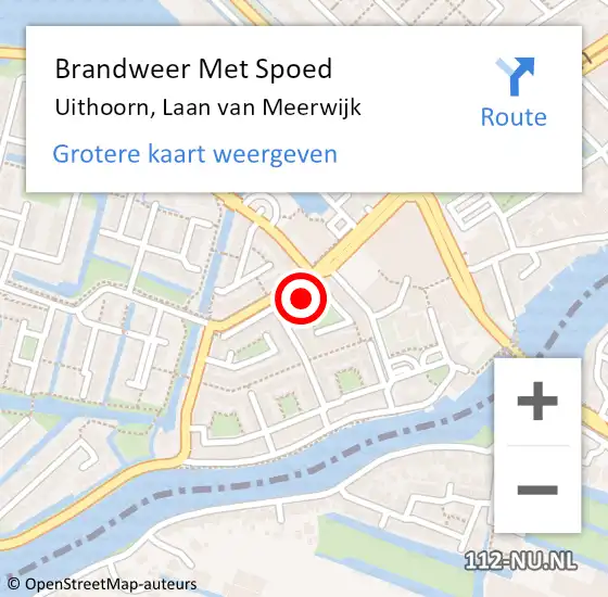 Locatie op kaart van de 112 melding: Brandweer Met Spoed Naar Uithoorn, Laan van Meerwijk op 5 januari 2022 23:36