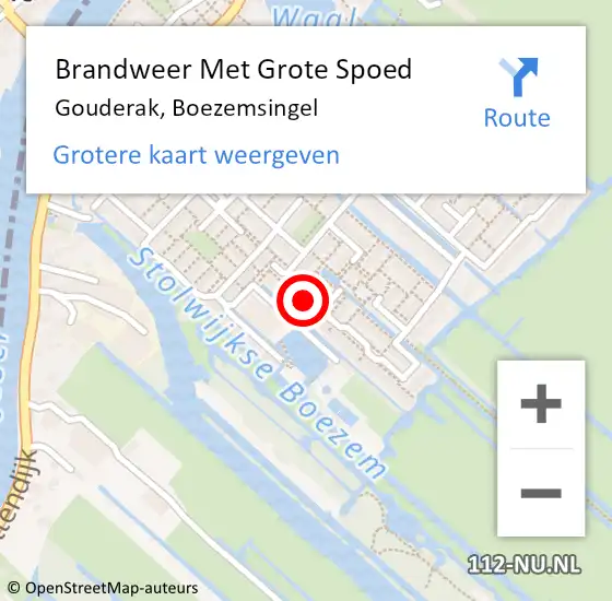 Locatie op kaart van de 112 melding: Brandweer Met Grote Spoed Naar Gouderak, Boezemsingel op 6 januari 2022 00:00