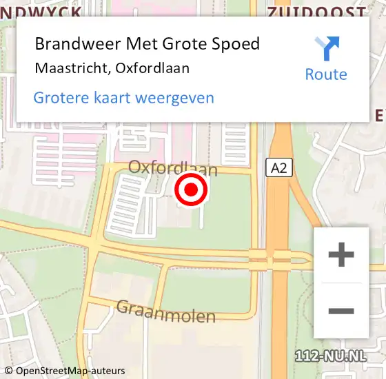 Locatie op kaart van de 112 melding: Brandweer Met Grote Spoed Naar Maastricht, Oxfordlaan op 6 januari 2022 00:33