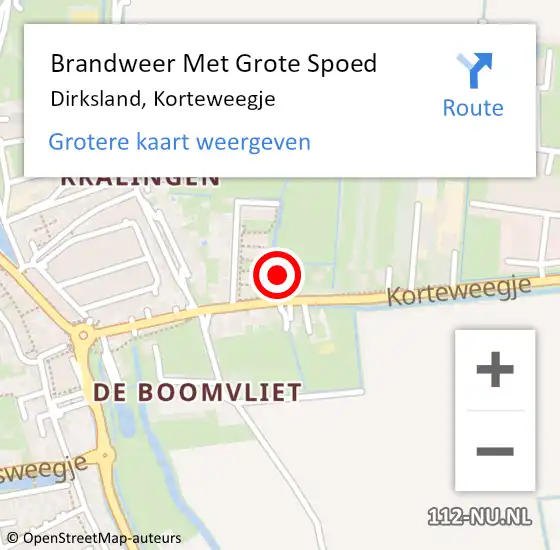 Locatie op kaart van de 112 melding: Brandweer Met Grote Spoed Naar Dirksland, Korteweegje op 6 januari 2022 01:39