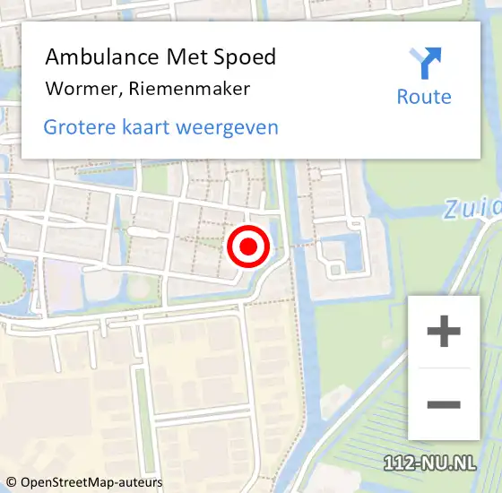 Locatie op kaart van de 112 melding: Ambulance Met Spoed Naar Wormer, Riemenmaker op 6 januari 2022 02:00