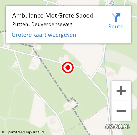 Locatie op kaart van de 112 melding: Ambulance Met Grote Spoed Naar Putten, Deuverdenseweg op 6 januari 2022 02:48