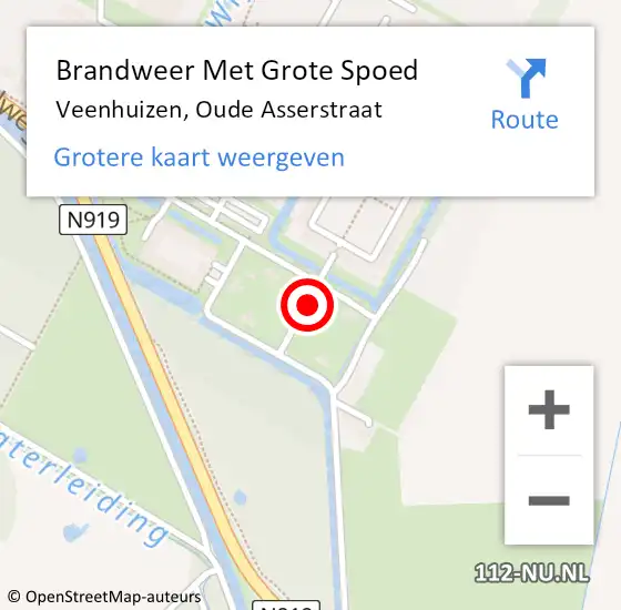 Locatie op kaart van de 112 melding: Brandweer Met Grote Spoed Naar Veenhuizen, Oude Asserstraat op 6 januari 2022 04:43