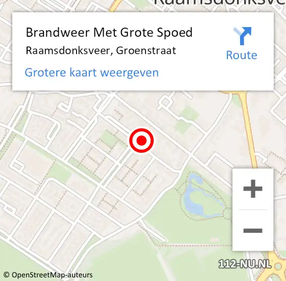 Locatie op kaart van de 112 melding: Brandweer Met Grote Spoed Naar Raamsdonksveer, Groenstraat op 6 januari 2022 05:03