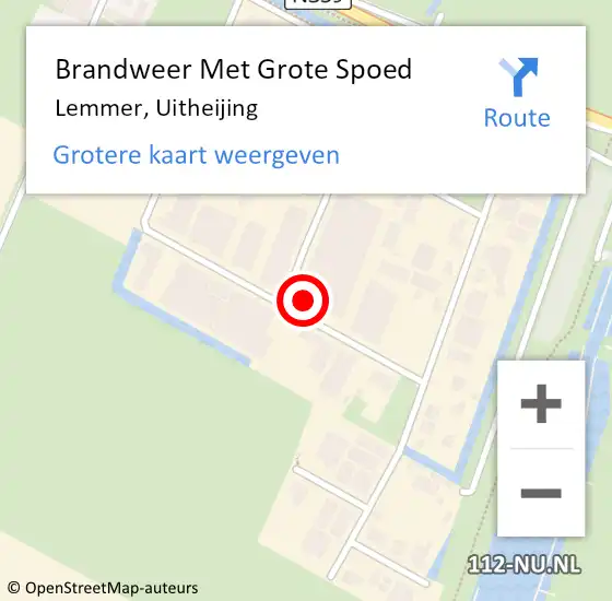 Locatie op kaart van de 112 melding: Brandweer Met Grote Spoed Naar Lemmer, Uitheijing op 6 januari 2022 05:47