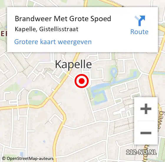 Locatie op kaart van de 112 melding: Brandweer Met Grote Spoed Naar Kapelle, Gistellisstraat op 6 januari 2022 06:11