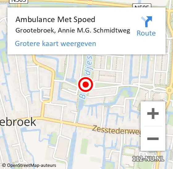 Locatie op kaart van de 112 melding: Ambulance Met Spoed Naar Grootebroek, Annie M.G. Schmidtweg op 6 januari 2022 06:24