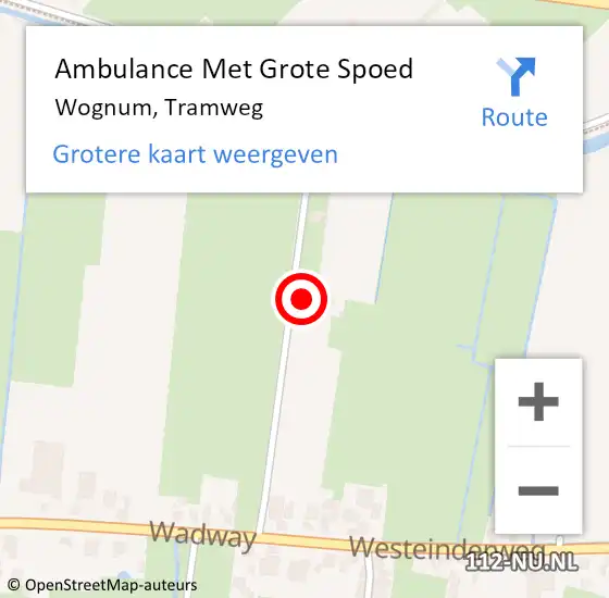 Locatie op kaart van de 112 melding: Ambulance Met Grote Spoed Naar Wognum, Tramweg op 4 juli 2014 13:50