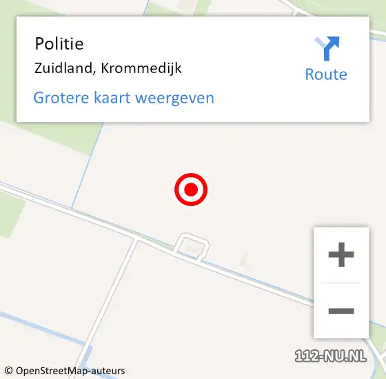 Locatie op kaart van de 112 melding: Politie Zuidland, Krommedijk op 6 januari 2022 07:20