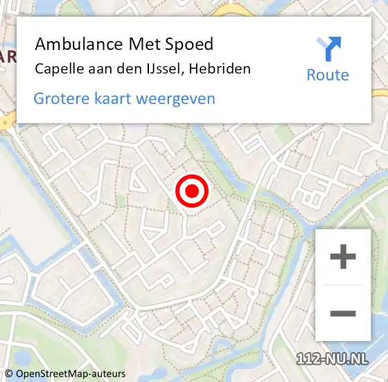 Locatie op kaart van de 112 melding: Ambulance Met Spoed Naar Capelle aan den IJssel, Hebriden op 6 januari 2022 07:33