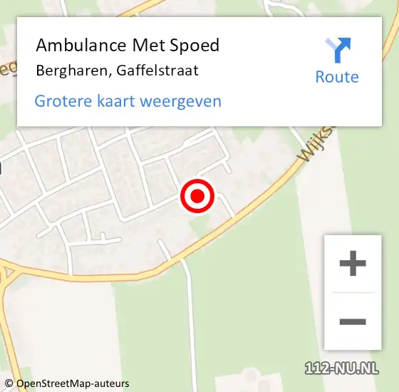 Locatie op kaart van de 112 melding: Ambulance Met Spoed Naar Bergharen, Gaffelstraat op 6 januari 2022 07:53