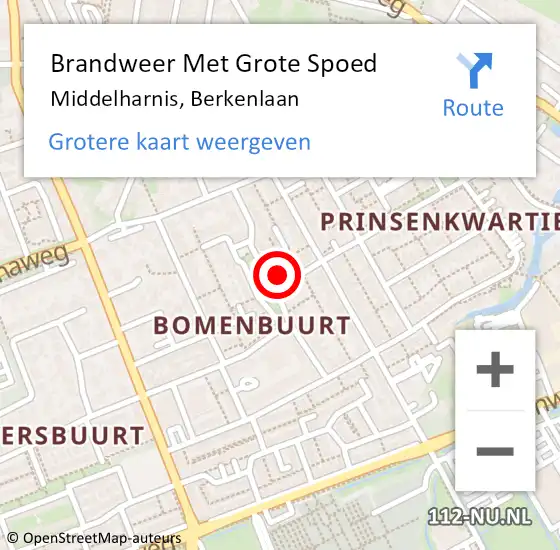 Locatie op kaart van de 112 melding: Brandweer Met Grote Spoed Naar Middelharnis, Berkenlaan op 6 januari 2022 08:00