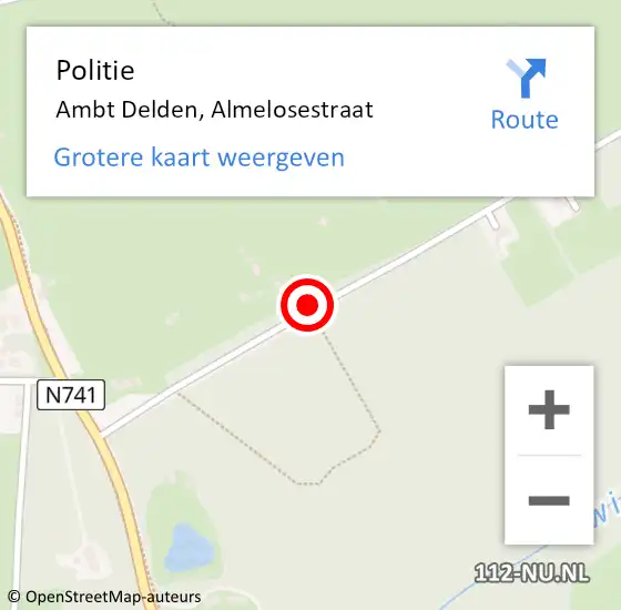 Locatie op kaart van de 112 melding: Politie Ambt Delden, Almelosestraat op 6 januari 2022 08:16
