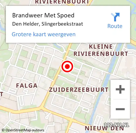 Locatie op kaart van de 112 melding: Brandweer Met Spoed Naar Den Helder, Slingerbeekstraat op 6 januari 2022 08:18