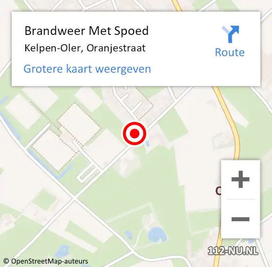 Locatie op kaart van de 112 melding: Brandweer Met Spoed Naar Kelpen-Oler, Oranjestraat op 6 januari 2022 09:00