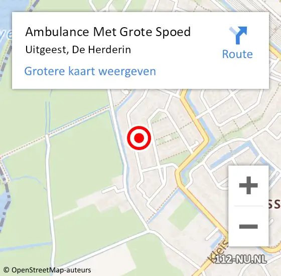 Locatie op kaart van de 112 melding: Ambulance Met Grote Spoed Naar Uitgeest, De Herderin op 6 januari 2022 09:26
