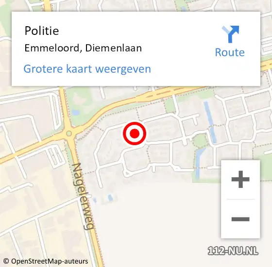 Locatie op kaart van de 112 melding: Politie Emmeloord, Diemenlaan op 6 januari 2022 09:33